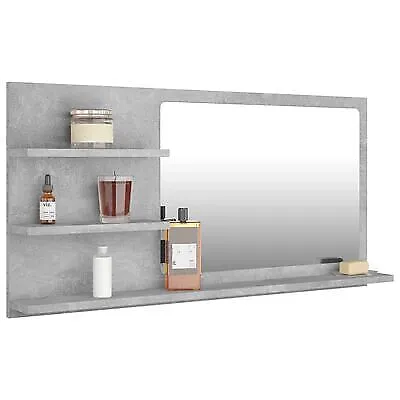 Itzcominghome  Bathroom Miror With Shelves Concrete Grey Wall Unit Mirror 90cm • £32.85