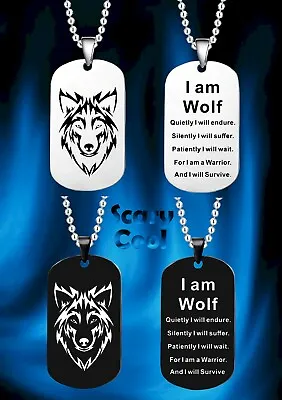 New Wolf I Am The Dog Tag Nordic Viking Tribal Stainless Steel Necklace • $9.95