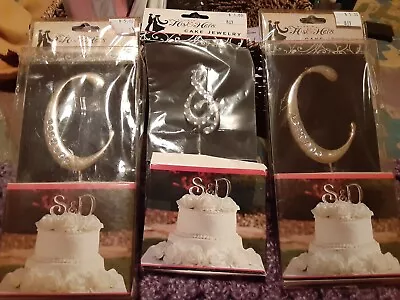 Lot Of 3 Pre-Owned Wedding Cake Topper His & Hers Jewelry Initials  C & C  • $15