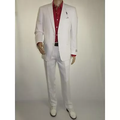Adolfo Men's Linen Suit Summer Suit Breathable And Comfortable C500 White • $149.99