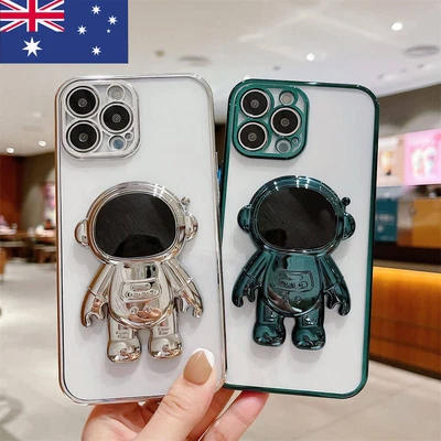 $9.21 • Buy For IPhone XS 8 7 SE3 Plating 3D Cartoon Clear Case Cover With Hidden Stand