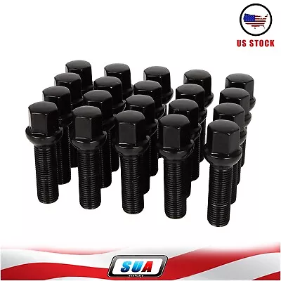 Set 20 14x1.5 Black Wheel Lug Bolts Ball Seat 40mm Shank For Volkswagen Audi TT • $33.94