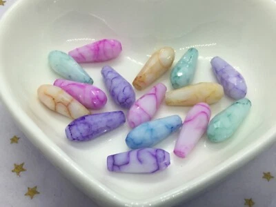 £3.25 • Buy 15 Faceted AB Plated Glass Teardrop Beads, Mixed Colour, 15mm X 6mm Approx