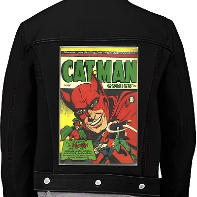 Cat Man Comics Vintage Superhero Comic Book Iron On Jacket Back Patch Catman • £11.95