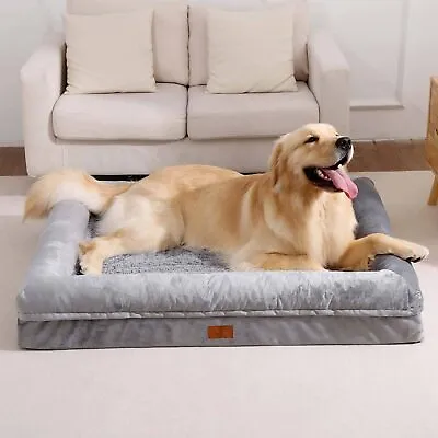 Super Soft Medium Large Dog Bed Orthopedic Crate Memory Foam Pet Bolster Sofa • $49.98