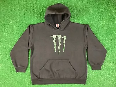 Vtg Monster Energy X Fox Racing Y2K HILL Hoodie Sweatshirt USA Made Youth L READ • $29.99