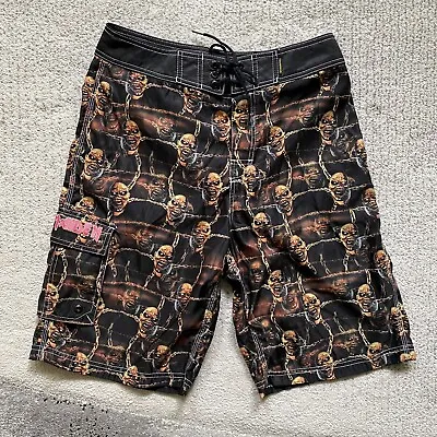 Vintage 90s Dragonfly Size 30 Iron Maiden Swim Trunks Board Shorts Metal Band • $125