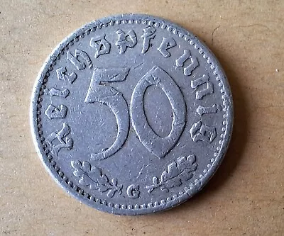 GERMAN 50 Pfennig Coin - Deutches Reich 1935 - Third Reich G Circulated • £5.85