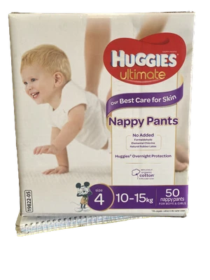 $40 • Buy Huggies Ultimate Size 4 Nappy 50 Pants 10-15kg 