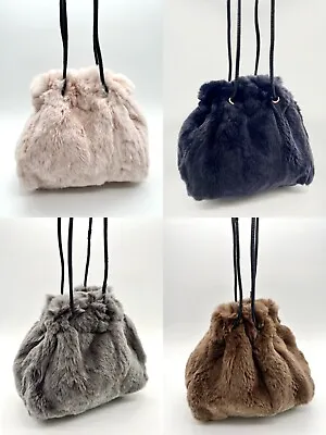 New 100% Handmade Rabbit Fur Drawstring Shoulder Bag - Multicolor • $29.90