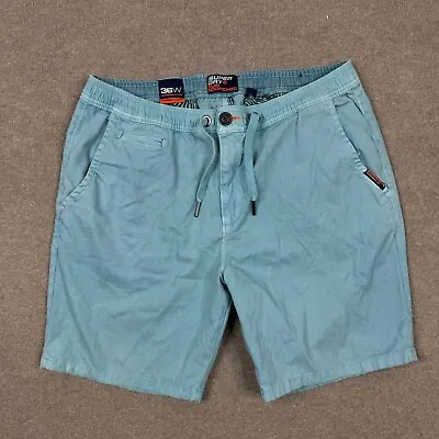 Superdry Chino Shorts Mens Size 36 Blue Lightweight Drawstrings Adults Casual • $11.99