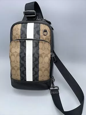 Coach Signature Varsity Stripe  C Graham Sling Pack Backpack  C3229 • $111