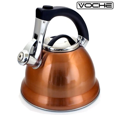 Demo - 3L Copper Whistling Kettle Stovetop Stainless Steel Gas Electric Hobs • £16.99
