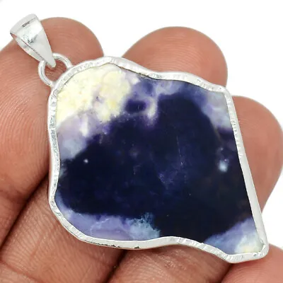 Natural Violet Flame Opal Slice - Mexico 925 Silver Pendant Jewelry CP33482 • $15.99
