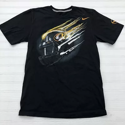 Nike Missouri Tigers Mizzou Football Helmet Black T-Shirt Adult Size S • $16