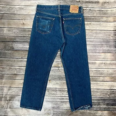 VINTAGE Levis 501xx USA Made Straight Jeans 35x29 Mens Blue Denim Pants 90s Y2K • $74.95