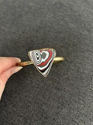 Fordite Brass Bracelet Detroit Motor City Vintage Jewelry Michigan  • $29.99