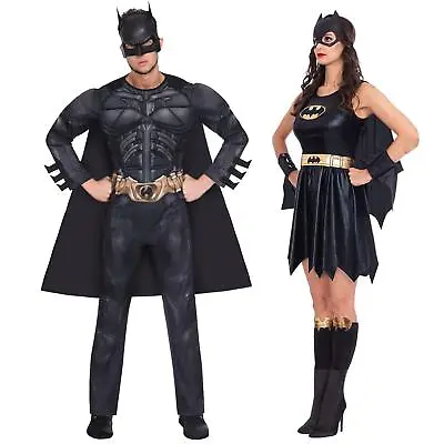 Official Dark Batman Batgirl Men's Ladies Couples Superhero Fancy Dress Costume  • £35.14