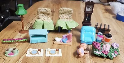 Vintage Mini Dollhouse Furniture Lot Of 16 Clock Light Baby Chairs Etc Mixed • $8.99