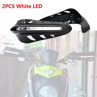 1 Pair Motorcycle Handlebar Hand Guards With LED Light Guards Protector Cover • £25.86