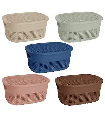£14.39 • Buy Small Plastic Storage Boxes With Lids Kitchen Home Office Basket Toy Containers