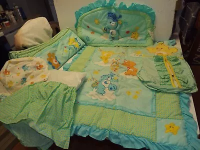 5pc CARE BEAR 2003 CRIB BEDDING SWEET DREAMS Quilt DIAPER BAG Sheet & RUFFLE VTG • $200