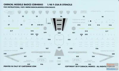 CARB48005 1:48 Caracal Models Basics Decals - F-35A F-35B Lightning II Stencils • $12.69