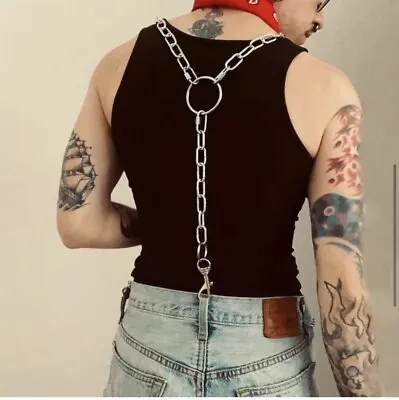 $19.99 • Buy Gothic Punk Goth Ska Biker Casual Heavy Metal  Suspenders With Clips And Ring