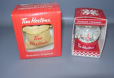 $29.50 • Buy Tim Hortons 2015 And 2016 CHRISTMAS ORNAMENTS  Snow Globe And Coffee Sack