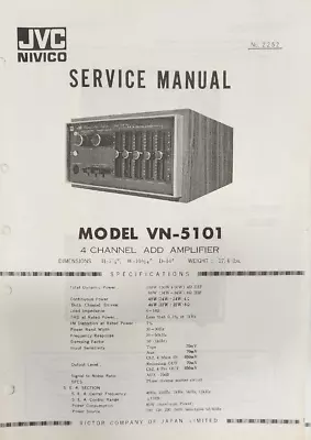 JVC - Nivico - VN-5101 - 4 Channel Add Amplifier - Service Manual • $15
