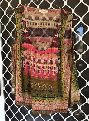 Vintage Camilla Franks Jaisalmer Silk Tank Top Size 2 12 Medium $4 EXPRESS • $149