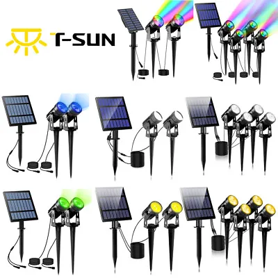 T-SUN Garden Solar Spot Lights Outdoor Spike Lights Waterproof Landscape Lamp UK • £25.99