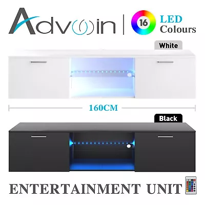 $108.90 • Buy 160CM Modern TV Cabinet Entertainment Unit Storage W/2 Drawers & LED