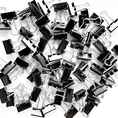 96 Pack (19Mm) Mini Binder Clips 3/4-Inch Small Black Paper Clamps For Office Su • $11.11