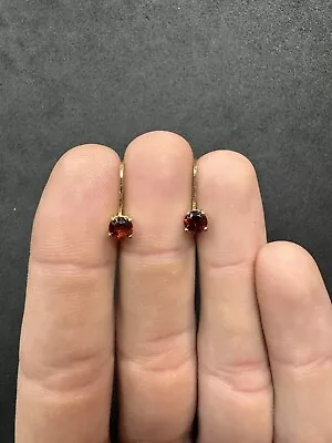 1.4g Vintage Sterling Silver 925 Gold Wash Garnet Drop Earrings Jewelry Lot N • $6