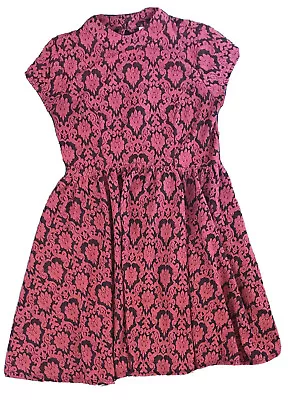 $13 • Buy Retro Mod Rust Orange Black Damask Fit And Flare Dress Juniors Medium