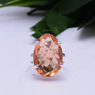 Amazing Morganite Gemstone 925 Sterling Silver Handmade Ring All Size • $14.23