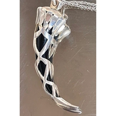 £68.78 • Buy Large 925 Sterling Silver & Onyx Horn Of Plenty Pendant Necklace Sky