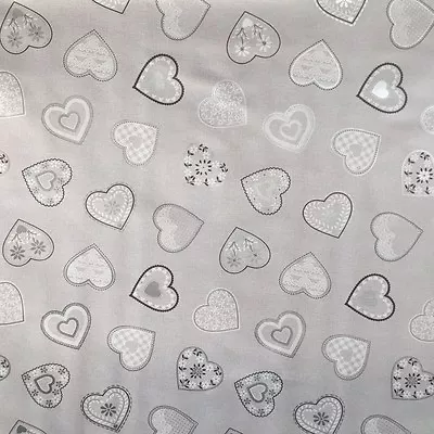 Pvc Table Cloth Love Hearts Grey White Linen Look Vintage Lace Slate Wipe Able • £11.99