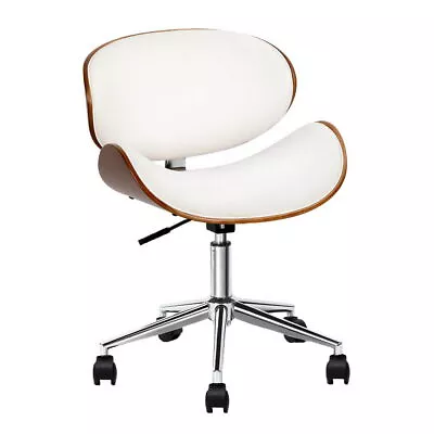 Artiss Office Chair Gaming Wooden Computer Desk Chairs Leather Seat White • $104.01