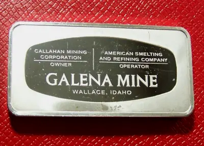 RARE 1973 GALENA MINE WALLACE IDAHO BAR 4.25 Troy Oz.925 Silver-Franklin Mint • $375