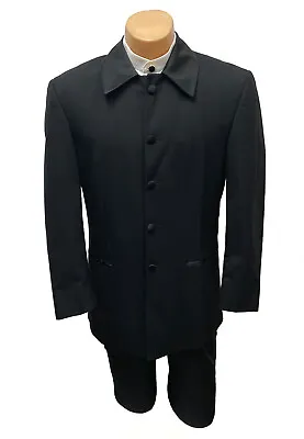 Men's Lubiam Black Tuxedo With Pants Retro Five Button Super 100's Wool 41L 35W • $49.99