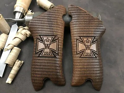 Luger P 08  1914 Iron Cross  Walnut Grip Set Hand Made  BIG SALE !!! SHORT TIME • £43.79