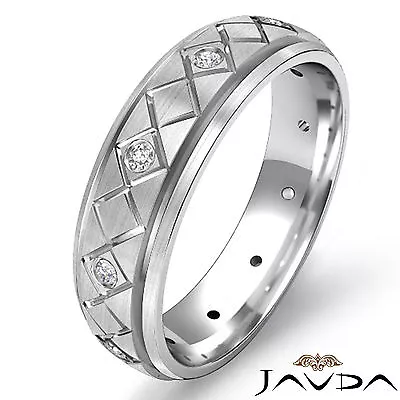 Eternity Wedding Diamond Band Grooved Bevel Step Edge Mens Ring Platinum 0.15Ct • $2599