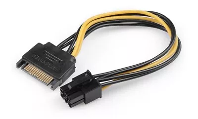 15 Pin SATA Power To 6-Pin PCI-E PCI Express Male VGA Video Card Adapter Cable • £3.55