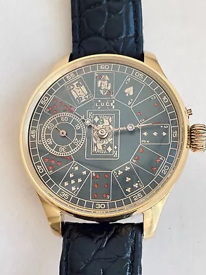 Vintage 1920 New Cased Playing Cards POKER Diamond Face Swiss Men Movement Watch • $299