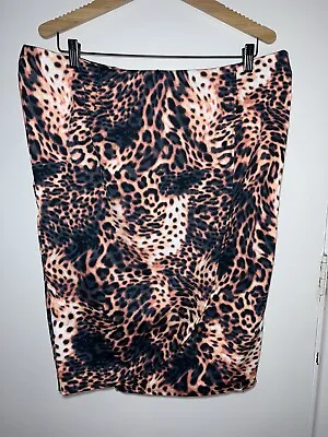 $20 • Buy Near New ASOS CURVE Animal Leopard Print Wrap Look Skirt  Size 22 #10023