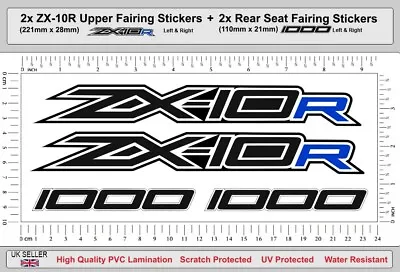 ZX-10R Upper Fairing Decals ZX10R Rear Seat Side Laminated Sticker Set Black B • £8.36
