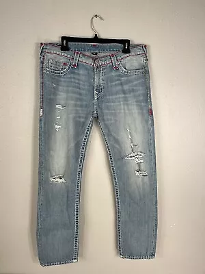 True Religion Audrey Light Wash Mid Rise Slim Boyfriend Distressed 31 • $59.99