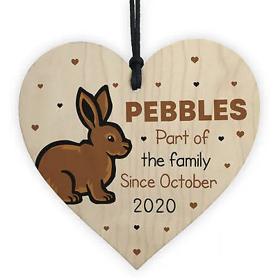 Personalised Rabbit Sign For Home Wood Heart Hutch Sign Rabbit Gift Family Gift • £4.99